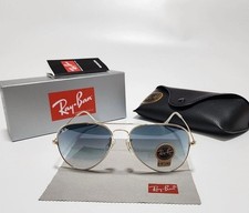 Image of Brand New! Ray Ban Sunglasses-Aviator RB3025 W0879-Gold Frame Gradient Blue Lens