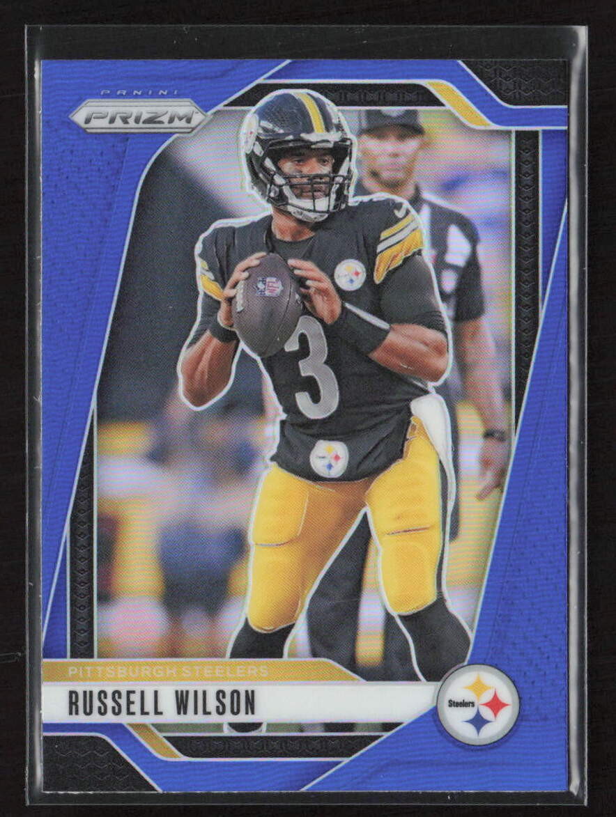 2024 Panini NFL Prizm #240 Russell Wilson Blue Prizm SSP Case Hit Steelers