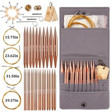 Aluminum Circular Knitting Needles Set - Interchangeable Kit with Rose-Gold Need