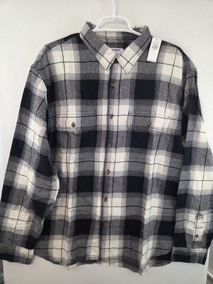 Old Navy Double Brushed Flannel Shirt Men's 2XL Black/White Plaid