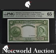 Bahamas 4/- Shillings 1936 (ND 1954) P 13b UNC PMG 65 EPQ 3rd TOP POP