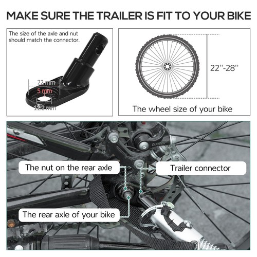 BikeTrailer Bike Wagon Bicycle Cargo Trailer w/ Suspension, 2 Wheels, Black - Picture 7 of 11