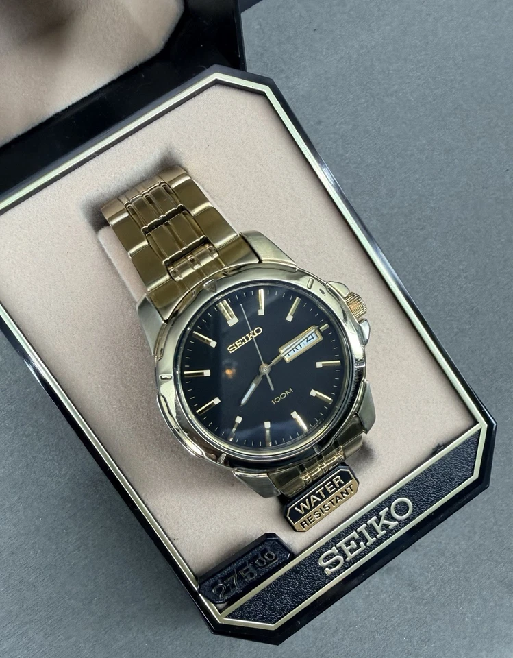 VINTAGE Seiko 100m Day Date Quartz 7N43-0AZ0 (2000) New Battery ORIG BOX! - Image 3 of 4