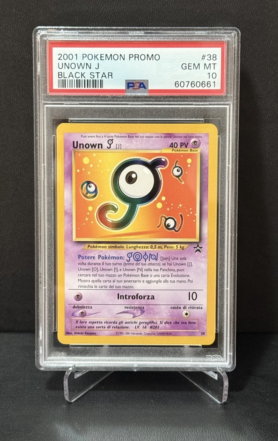 Pokemon Unown J #38 Black Star Promo PSA 10 (Italian) *POP 43*