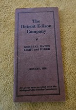 Detroit Edison Co. January 1928 General Rates Light And Power Booklet 6" Rare
