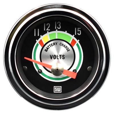 Stewart Warner Green Line Electrical Voltmeter Gauge 2 1/16'' Dia Black Face 375T