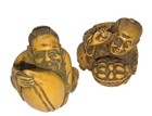 Vintage Set of Two Japanese Crouching Resin Handcrafted Netsuke — photo 1