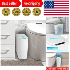 Automatic Motion Sensor Bathroom Trash Can with Lid, 2.6 Gallon Touchless Tra...