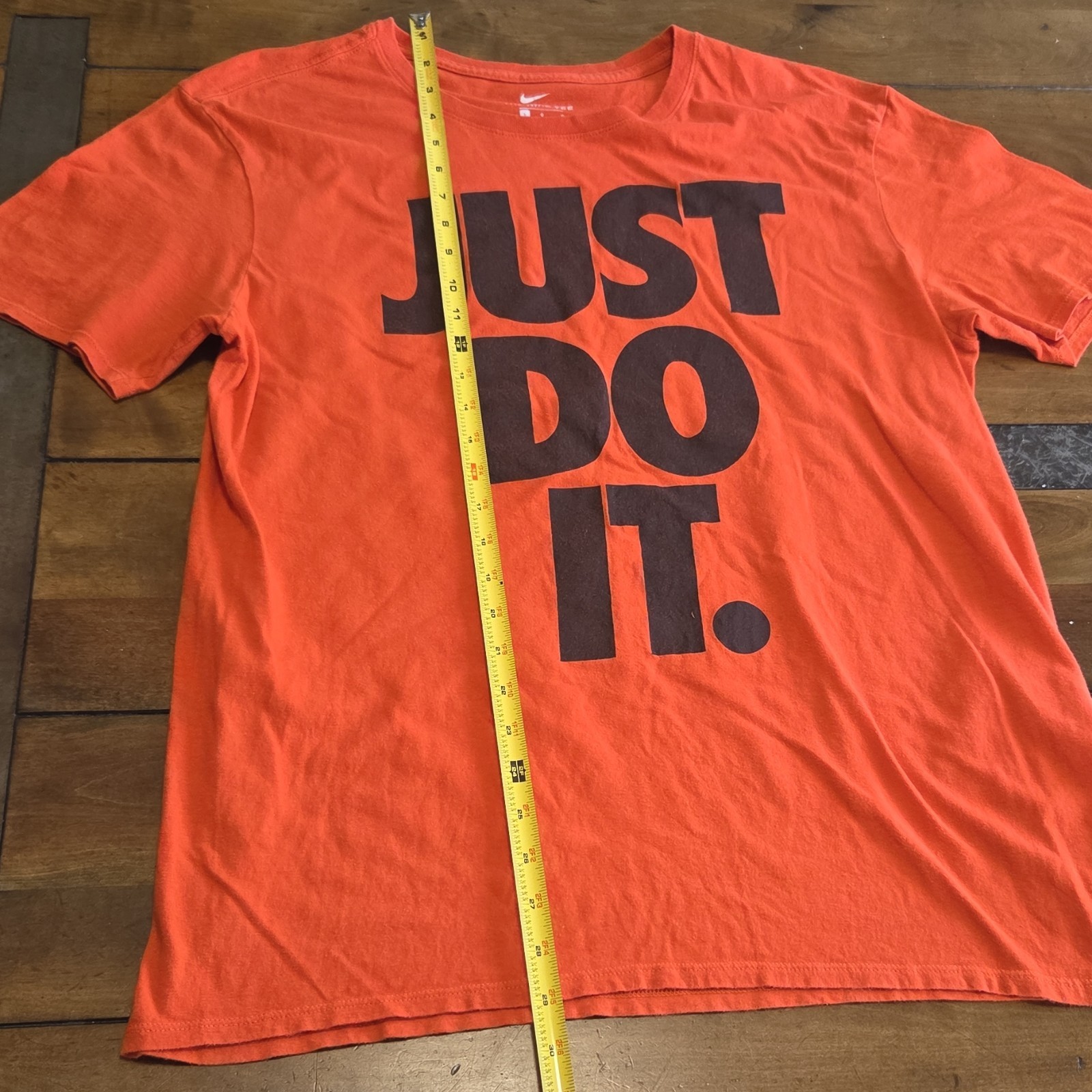Nike Just Do It T-Shirt Large Orange Spellout Graphic Mens Athletic Cut Tee image 4