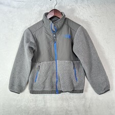 The North Face Jacket Boys 7/8 Gray Fleece Full Zip Sherpa Winter Colorblock