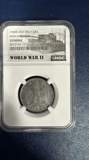 1940 R XVIII NGC Genuine - Italy World War II 1 Lira Coin #56921B