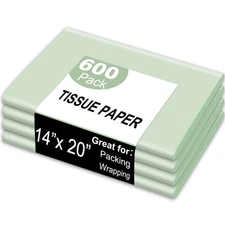 Tissue Paper 600 Sheets Green Metallic Gift Wrapping 14x20 Inch DIY Craft