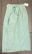 Vintage Talbots Silk Wrap Maxi Skirt Size 6 Green Flaw