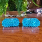 2 Vintage Fenton Hobnail Glass Blue 3" Sq. Salt Cellar Votive Candle Holder