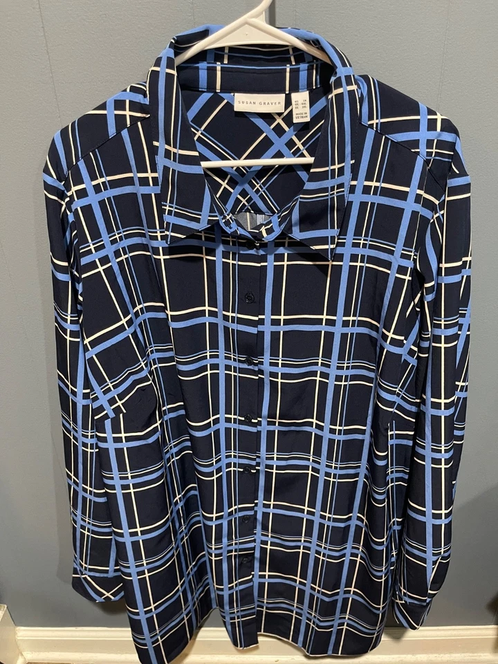 Top Susan Graver para mujer con botones talla 3X silencioso de lujo madura oficina manga larga Foto 2 de 4