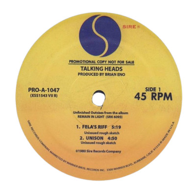 Talking Heads - 'Remain In Light Unreleased Outtakes' 12''