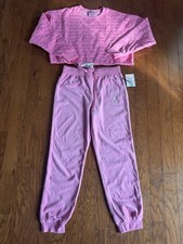 Juicy Couture Forever 21 Pink Lounge Set Cropped Sweatshirt Joggers Sz L Y2K