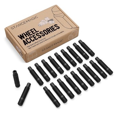 20pc Black Stud Conversion | 14x1.5 to 12x1.5 | 45mm Shank | 62mm Total Length