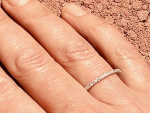 Dainty 1.5mm CZ Stack Eternity Wedding Band 925 Sterling Silver Ring Size 7
