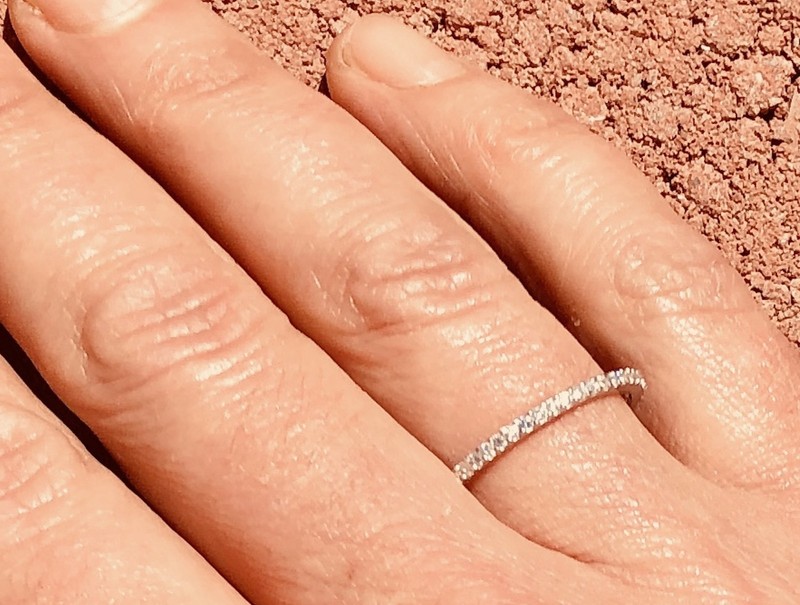 Dainty 1.5mm CZ Stack Eternity Wedding Band 925 Sterling Silver Ring Size 7
