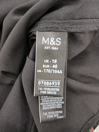 Camicia donna Per Una top 18 nero rosa floreale casual estiva maglia manica lunga - Foto 7 di 12