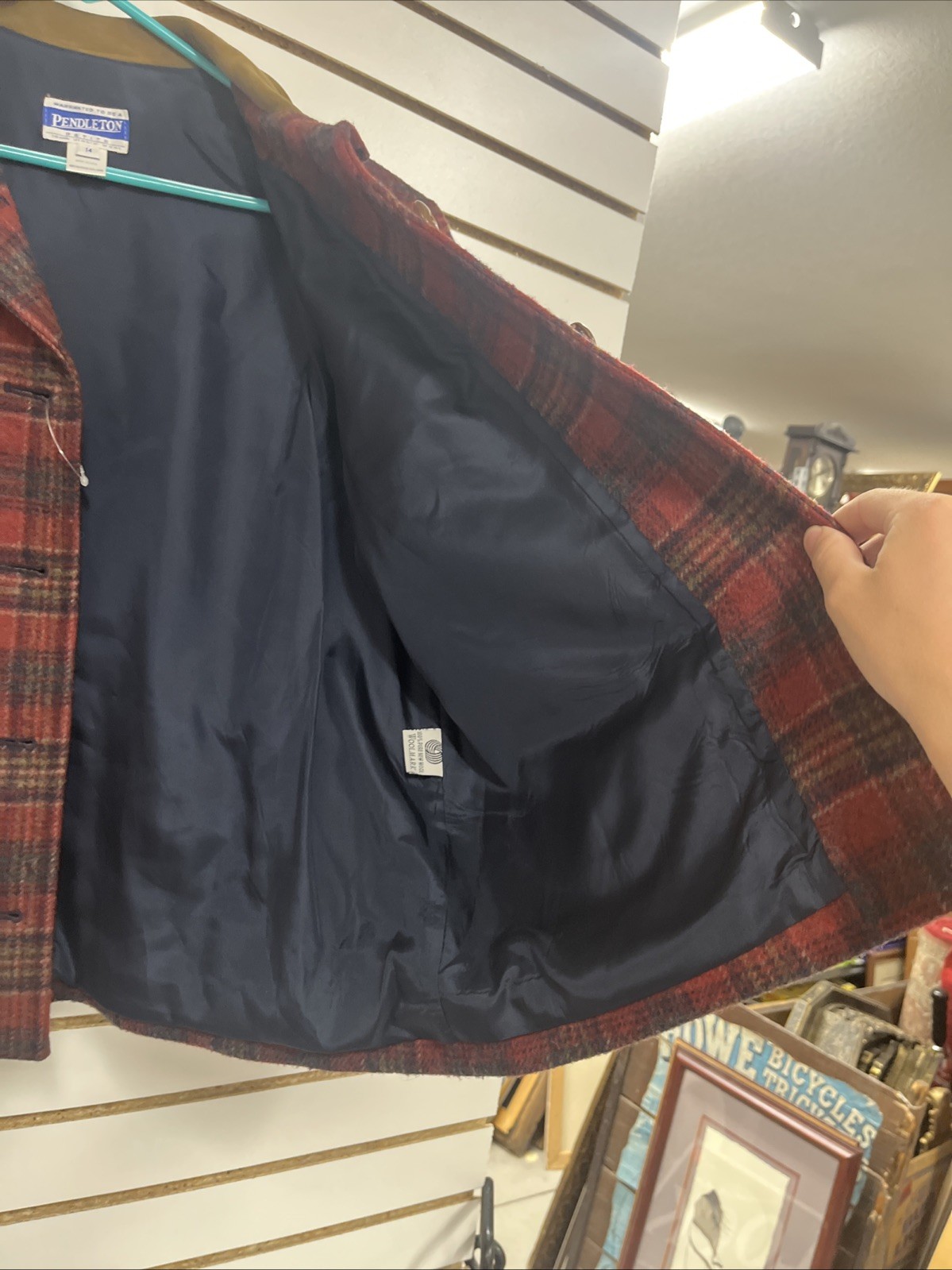 Pendleton Plaid Red Virgin 100% Wool Button shack… - image 3