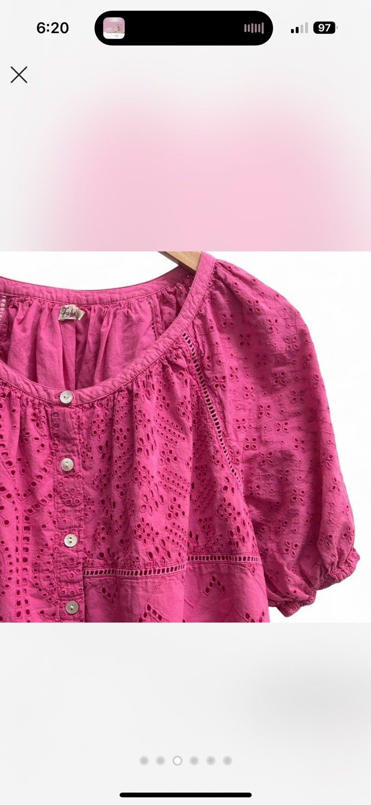 Faherty Eyelet Patchwork Top Women’s Large Pink B… - image 3
