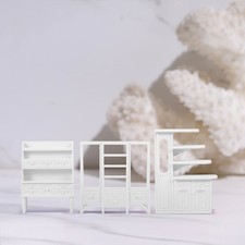 3 PCS Miniature House Furniture Decoration Cabinet Bookshelf Model