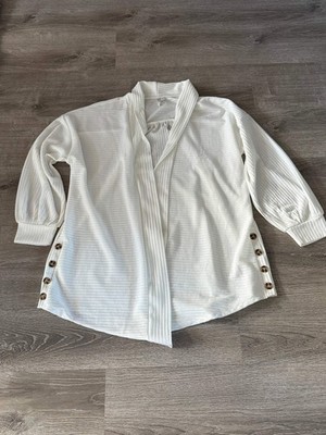 Cato Size 22/24 Off White Open Front Cardigan Button Side Plus Size