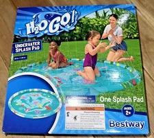H20GO!  65" Inflatable Splash Pad Shallow Wading Pool Water Sprayer Kids Dogs