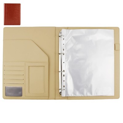 PU Leather Padfolio Ring Binder with Clipboard Resume Leather Portfolio with ...