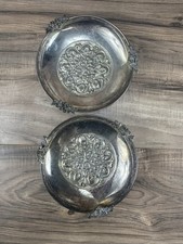 Vintage DR Ornate Rose Design Silver Plated Dishes Made in Greece Lot of 2