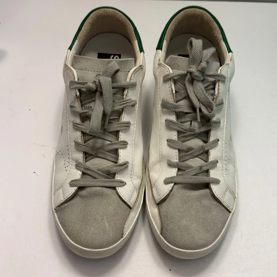 Golden Goose Superstar Women White Green Leather Suede Star Sneakers Size 38 - Image 2 of 4