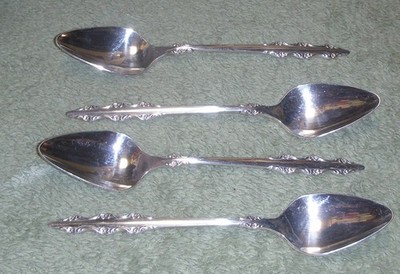 4 ~ EMPRESS ~ International Deep Silver ~ TEASPOONS  ~ c1969 ~ NEAR MINT