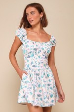LuLu's Instinctive Cutie Pink Floral Bustier Mini Dress With Pockets M New