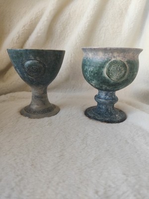 Conwy Keramik Kelche Celtic Heritage Collection blau grün meliert