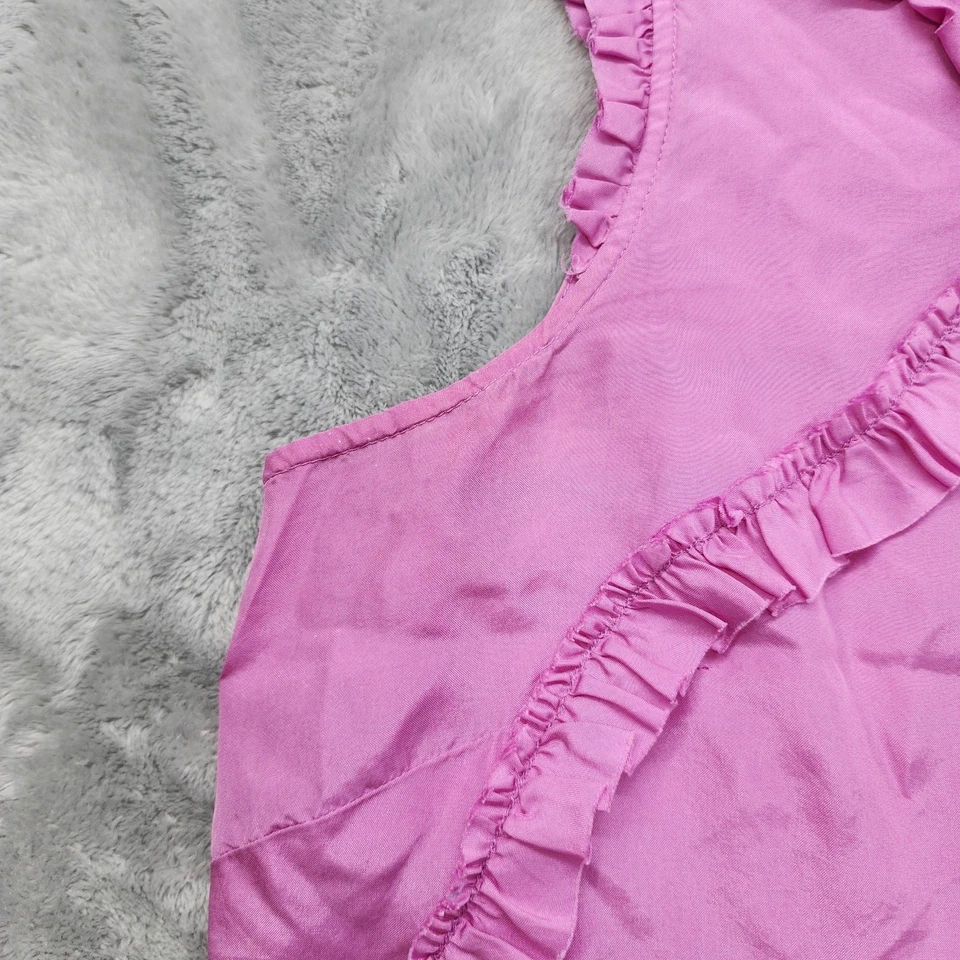 Camiseta sin mangas J.Crew Evie con volantes de seda talla 8 lila púrpura capas cremallera lateral oficina preppy Foto 2 de 4