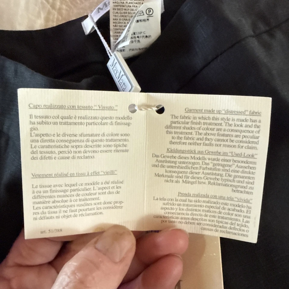 Pantalones negros MaxMara 100 % lino para mujer hechos en Italia talla 6 nuevos con etiquetas Foto 4 de 4