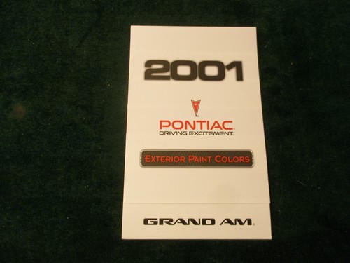 2001 PONTIAC GRAND AM EXTERIOR COLOR CHIP All-Models Brochure MINT ~ NX