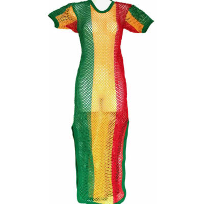 Genuine UK Women's Fishnet String Mesh Maxi Dress Rasta