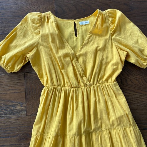 Heartloom Western Maxi Dress Small Yellow 100% Cotton Tiered Boho Prairie Hippie - Picture 7 of 15