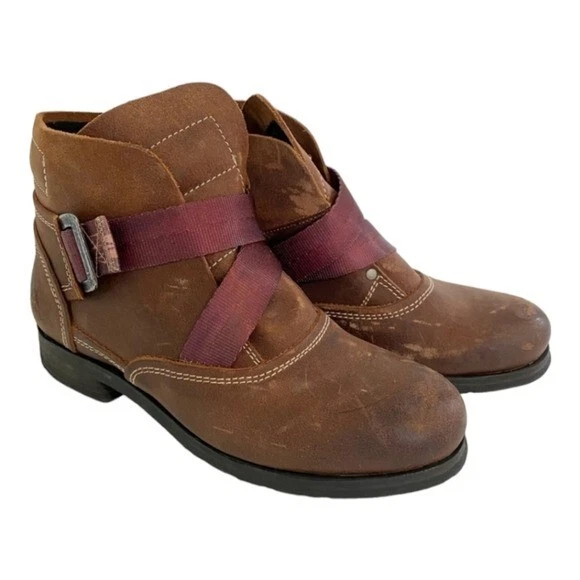 Fly London Saji Ankle Boot size 40 9 9.5  women Brown Leather Istanbul $299 moto - Image 2 of 4