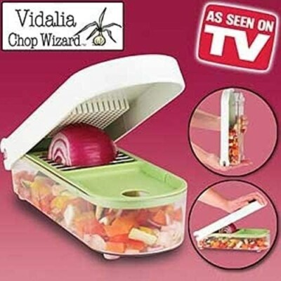 Vidalia Chop Wizard - Fast & Safe Vegetable & Fruit Chopper/Dicer With Interchangeable Blades (Green)
