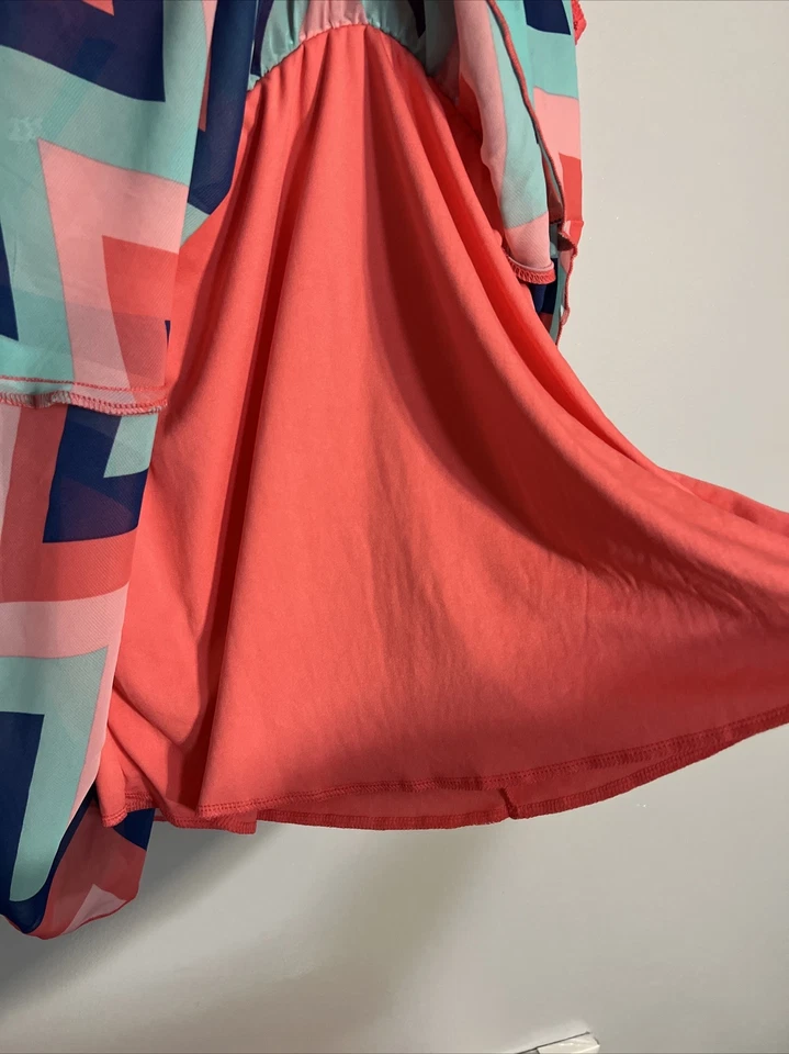 Vestido Pinky Los Angeles Niñas Talla 7 Zig Zag Rosa Azul Marino Solero Foto 4 de 4