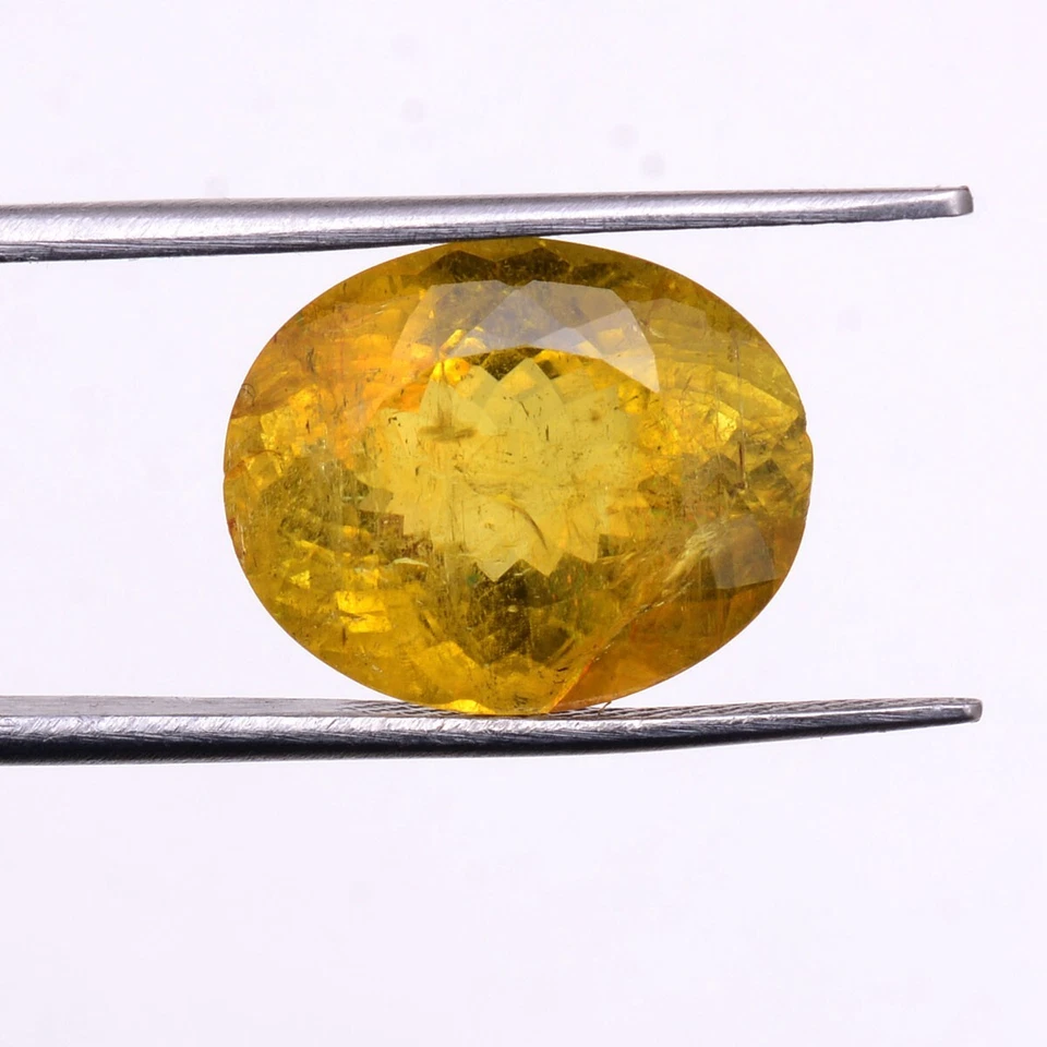 9.40 Cts Natürlich Gelb Turmalin Unbehandelt 14.81mm 12.08mm Oval Groß Edelstein - Bild 2 von 4