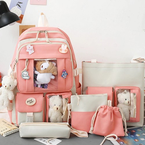 5 Pcs Set Kawaii Girls Backpack For Student School Bag Teenager Girls Schoolbag - Picture 24 of 35