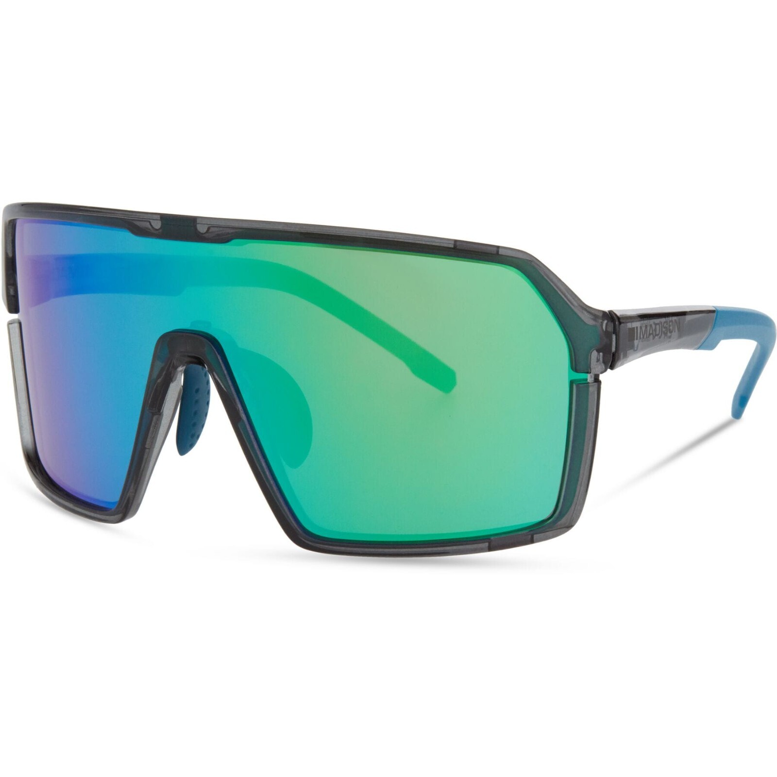 Madison Crypto Sunglasses - Crystal Gloss Smoke with Green Mirror Lens