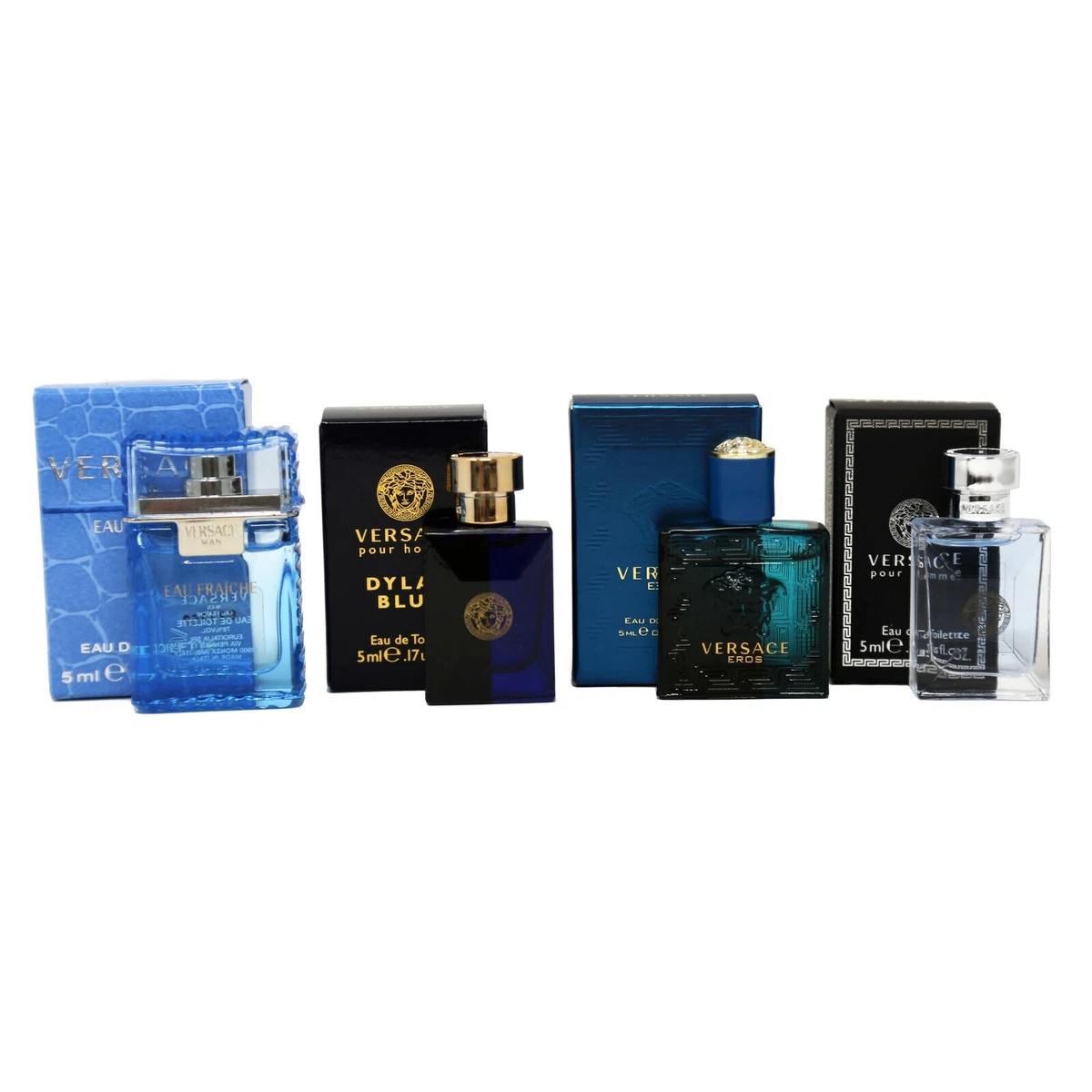 Versace 4pc Miniature Gift Set for Men Eau Fraiche Dylan Blue
