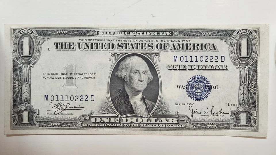 Fr. 1931 L $1 1935 Federal Reserves Note, AU, RARE ,01110222-01110999 - Image 2 of 4