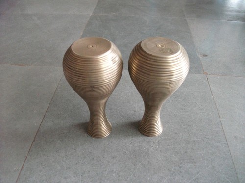 2 Pc Vintage Lines Engraved Brass Handcrafted Unique Flower Vase/Pot - Picture 9 of 9